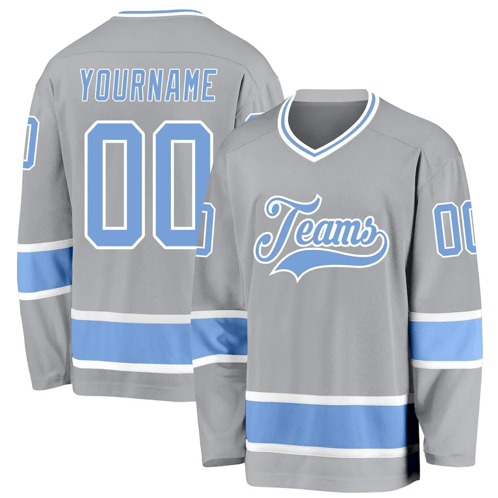 Gray0280.webp Custom Gray Light Blue-White Hockey Jersey - Image 1